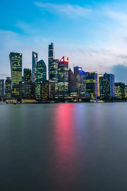 上海虹口北外滩黄昏晚霞城市风光城市天际线景观