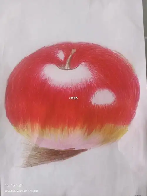 彩铅立体苹果绘画