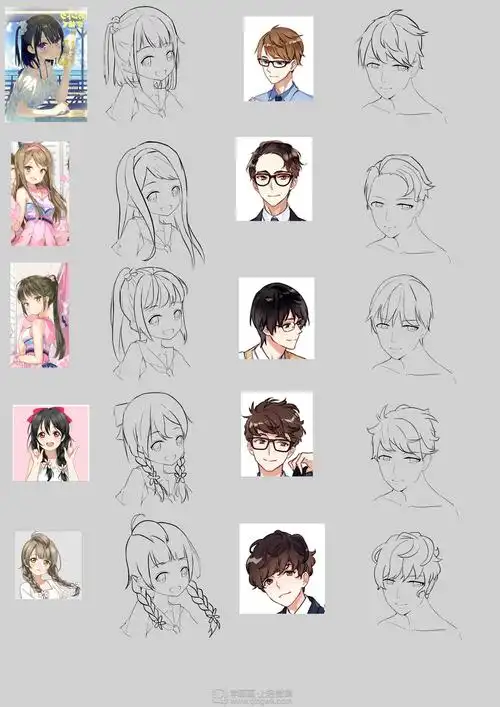 作业:从零开始学动漫之动漫人物头发的画法与训练技巧 - 小黑