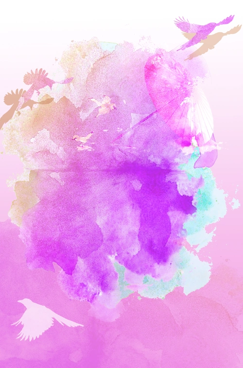 粉紫色浪漫泼墨彩绘 - 当图网