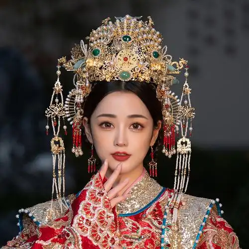 水舞u0734大气明制汉服新娘凤冠头饰2022新款凤冠霞帔结婚发饰