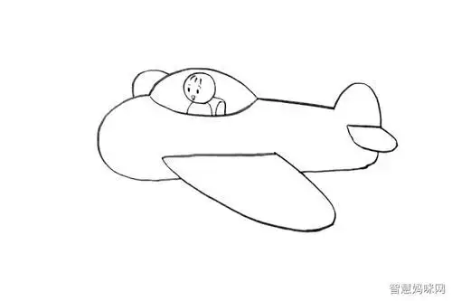 在机舱里面画上飞行员,飞行员大家自由发挥,只需画出头部和上半身简笔