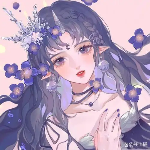 梦幻紫色月亮动物独角兽女孩系列头像