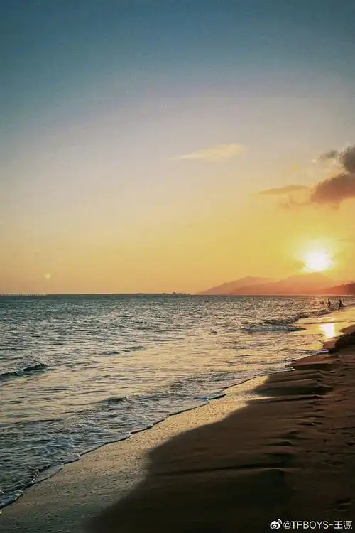王源晒春日海边风景照