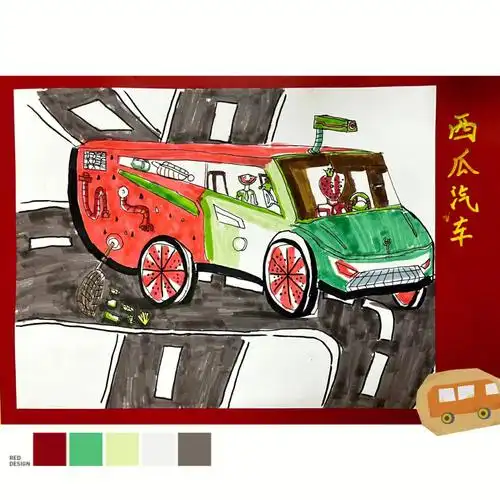 创意美术水果汽车一二年级作品