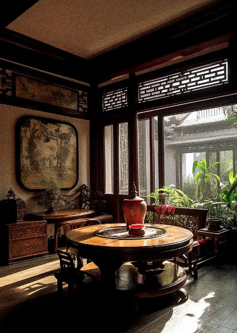 祖宗辈留下来的古时客厅布局,古木家具摆设,供家居设计参考.