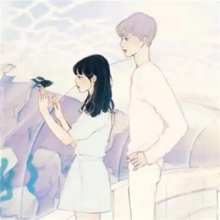 彩绘情侣头像一男一女韩国插画甜蜜情侣头