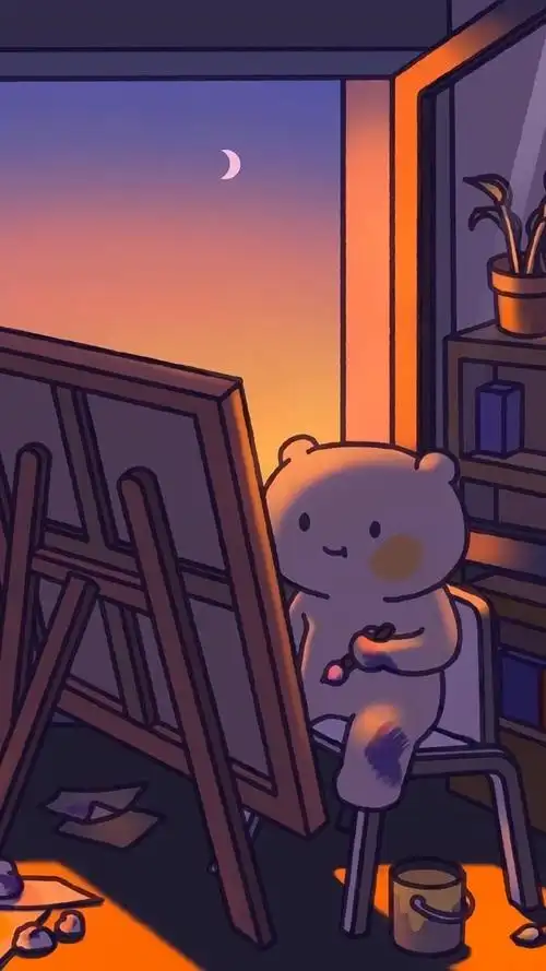 二次元治愈可爱壁纸 ins插画师: acornzzi