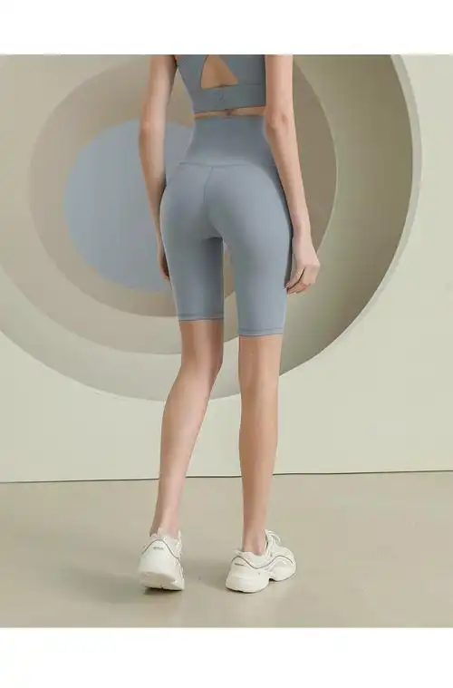 提臀瑜伽裤女五分裤无痕运动短裤紧身裤滕讯体育黑色s码建议100斤以下