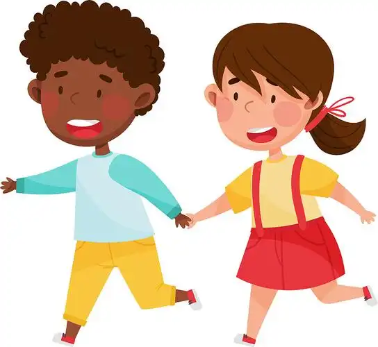 友好的孩子们一起在白色上玩耍图片