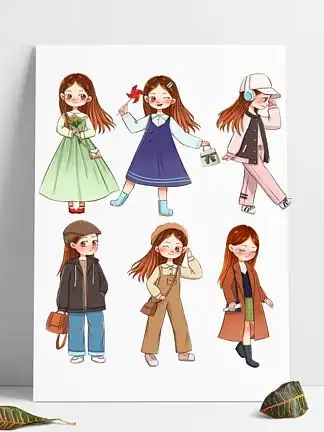 480动漫人物套图免扣素材5648039卡通手绘女孩人物穿搭服装搭配元素材