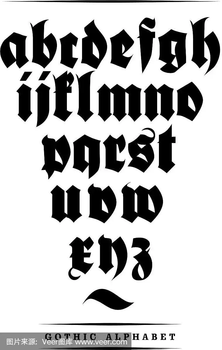 带有装饰的哥特式字体字母