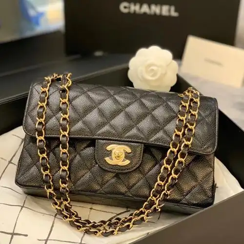 chanel香奈儿cf黑金荔枝纹小号