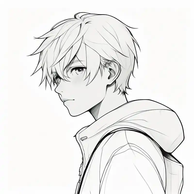 99简洁的线条勾勒出男生的轮廓,侧脸更显深邃与神秘.