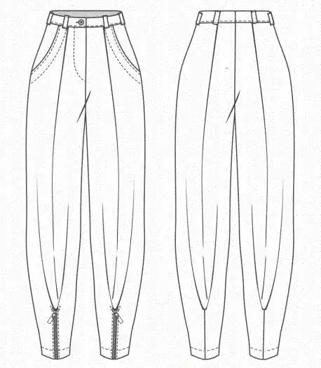 服装设计|裤子设计平面款式图 10款女裤结构纸样分享!