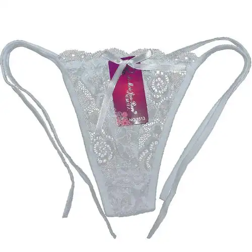 包邮系带内裤女t丁字裤性感火辣镂空透视蝴蝶结蕾丝绑带式一根线