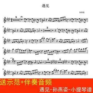 遇见-孙燕姿-小提琴谱 独奏谱 降a调 乐谱1页 送示范 伴奏音频