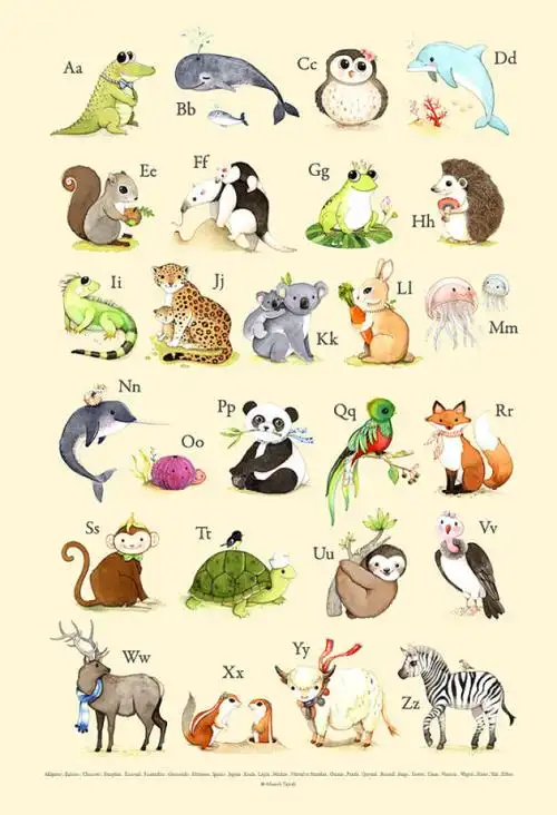 可爱的动物字母表
