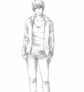 帅气男生全身简笔画的图片