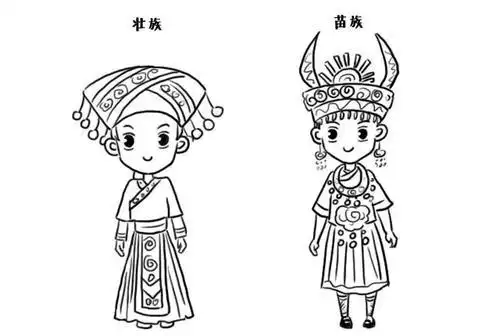 壮族的传统服饰简笔画 第3页