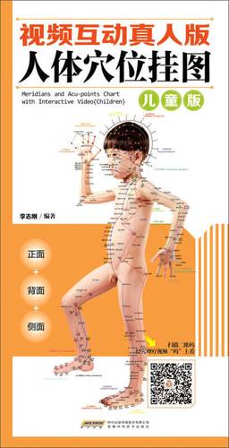 视频互动真人版人体穴位挂图 儿童版(正面 侧面 背面三张挂图 防水 耐