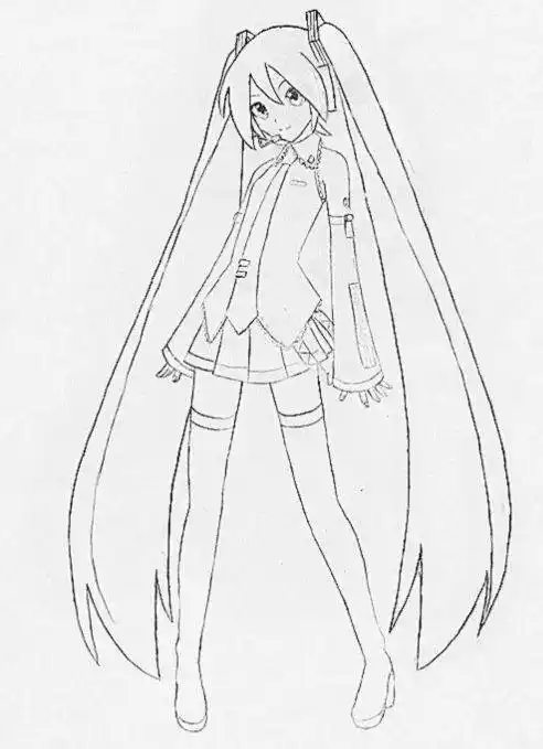 黑白线稿:初音未来精品线稿,快来画啊_精品_初音_未来