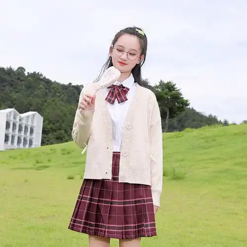 初中生夏季裙子套装学院百褶裙学生校服日系少女学生校服