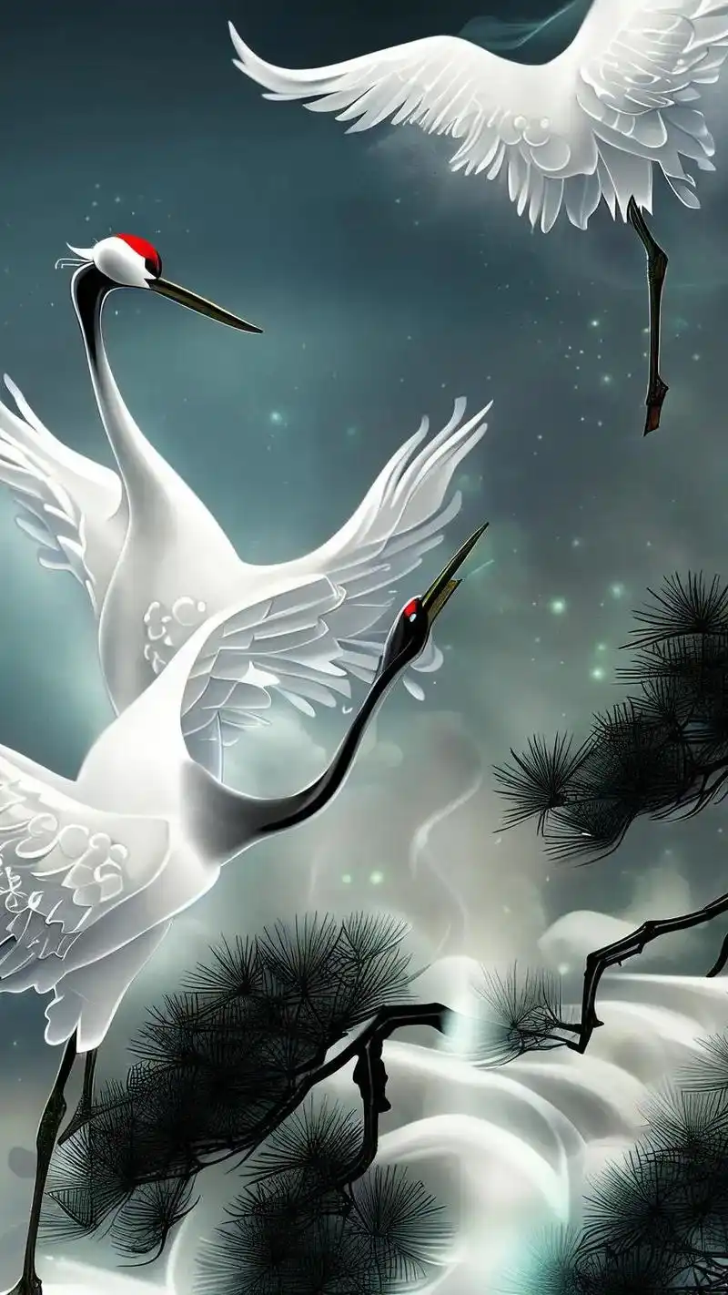 国风壁纸,仙鹤献瑞 #真是太美了 #如诗如画 - 抖音