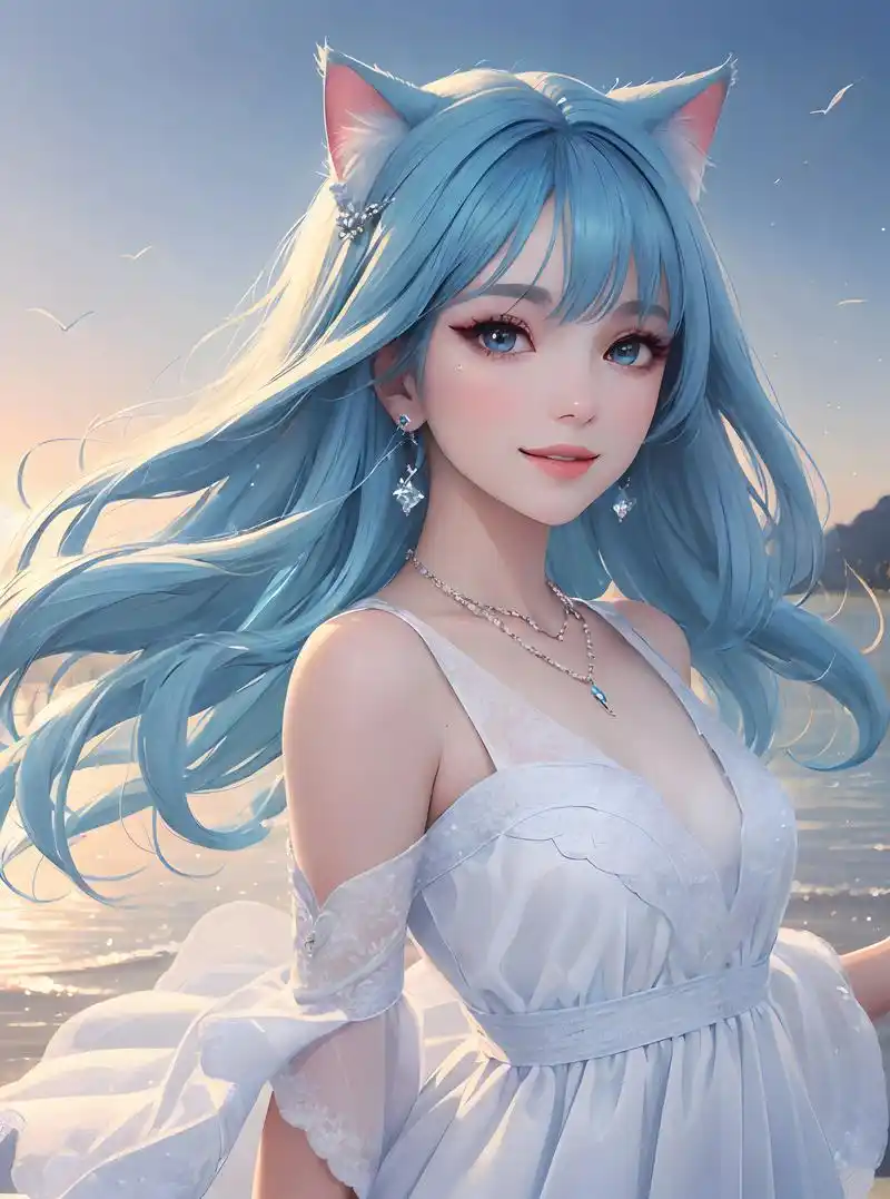 蓝发元气少女!#ai绘画生成 #头像分享 #情侣头像# - 抖音