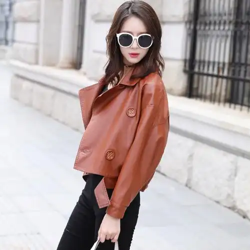 皮夹克女2018新款