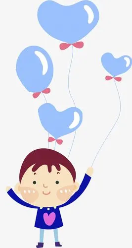 卡通拿着气球的男孩免抠图免抠素材免费下载_觅元素51yuansu.com