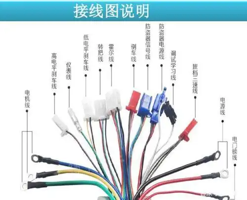 我们从上图无刷电机接线图中可以看出,从电瓶车控制器中引出三根电线