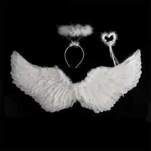 洛丽塔小天使白色羽毛翅膀lolita拍照装饰cosplay万圣节表演道具