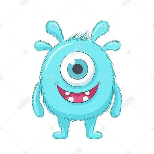 毛发小怪兽可爱卡通形象插画设计图片