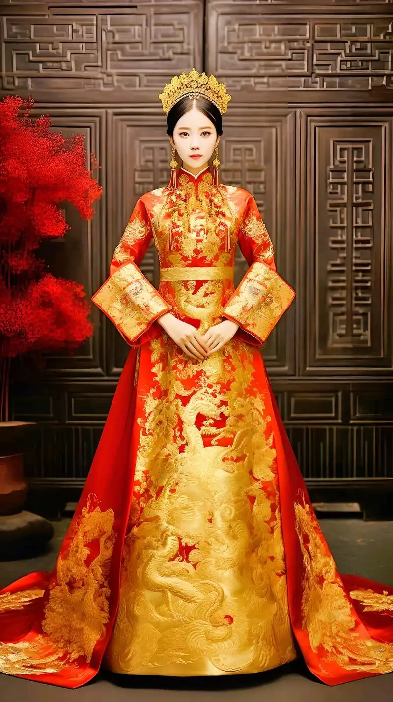 新中式礼服.国风古韵汉元素新中式礼服效果图#中式嫁衣 #美出 - 抖音