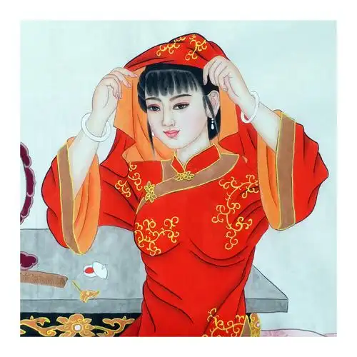 凌雪《美人梳妆》著名工笔画家 北京美协会员