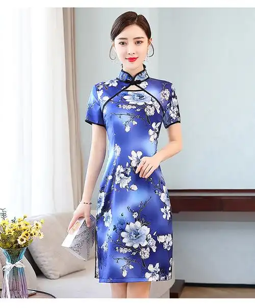 形式:单件 裙长:中裙 袖长:短袖 年份季节:2020年夏季 颜色分类:蓝色