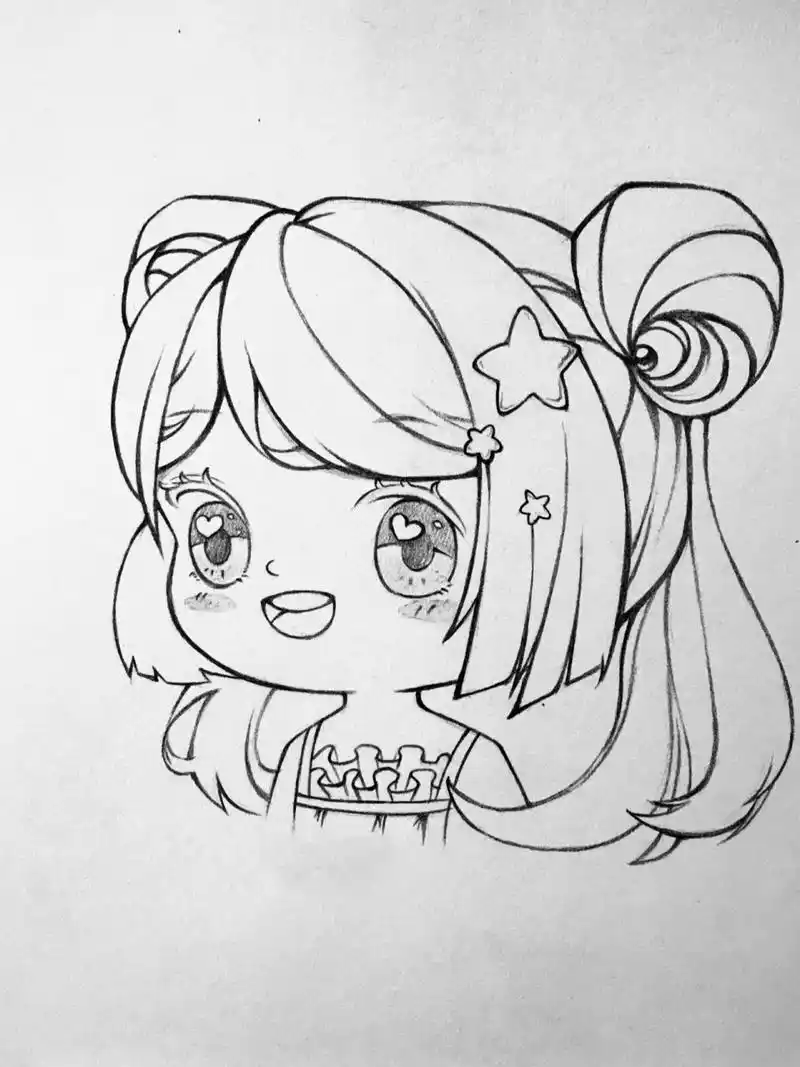 简单易学的q萌少女漫画人物手绘教程 动漫人像绘画步骤图 1⃣️定