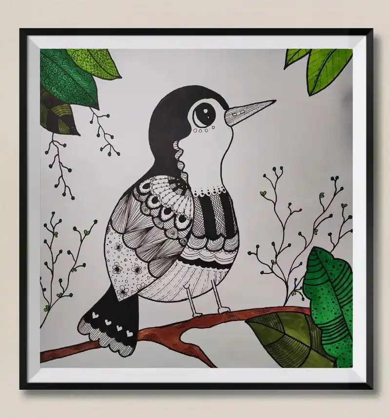 鸟的线描创意画.春天来了夏天还会远吗?超级简单的线描创意画, - 抖音