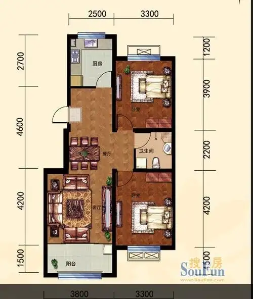 90平米的两居室(见图)怎样改成三居?_百度知道