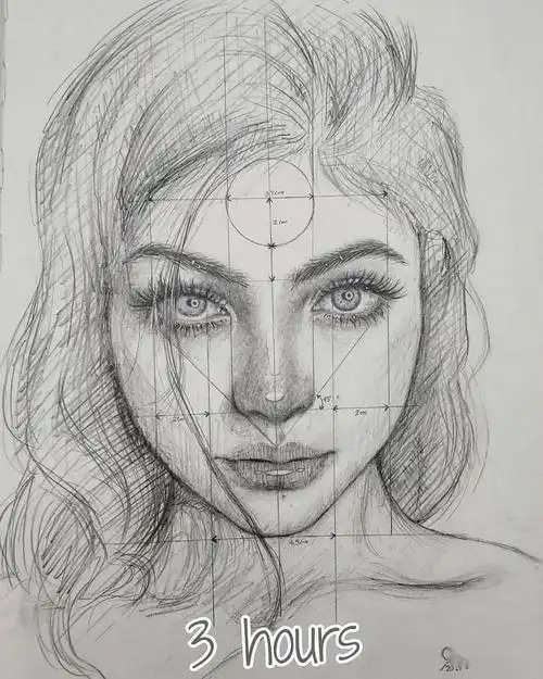 美女素描人像的黄金分割点 (下)