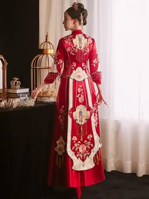 秀禾服新款缎面高端刺绣新娘服新款中式结婚礼服嫁衣出阁服