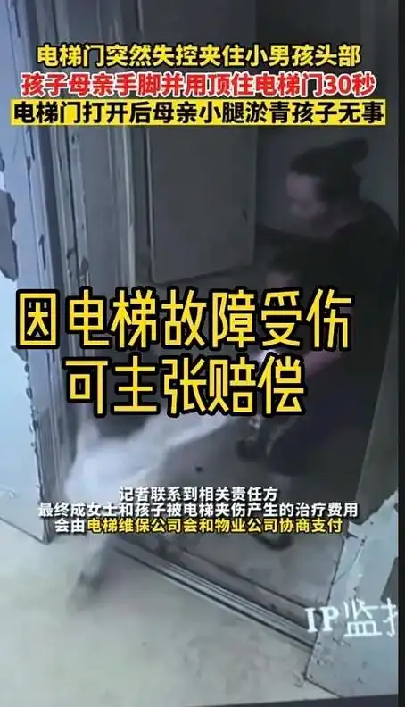 因电梯故障受伤,可主张赔偿.图一为看到的新闻截图;图二为案例 - 抖音