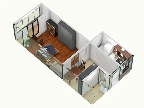 44平一居室-俯视图