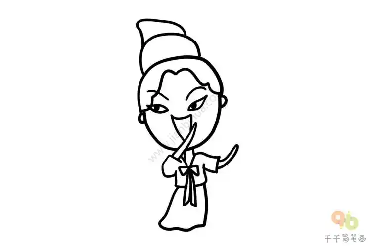 跳舞的唐朝小宫女 手账素材简笔画_手帐排版简笔画