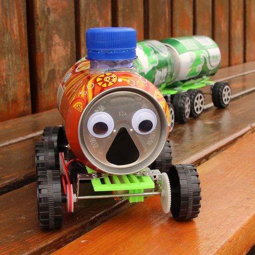 科技小制作小发明易拉罐小火车环保废品利用学生diy手工马达玩具