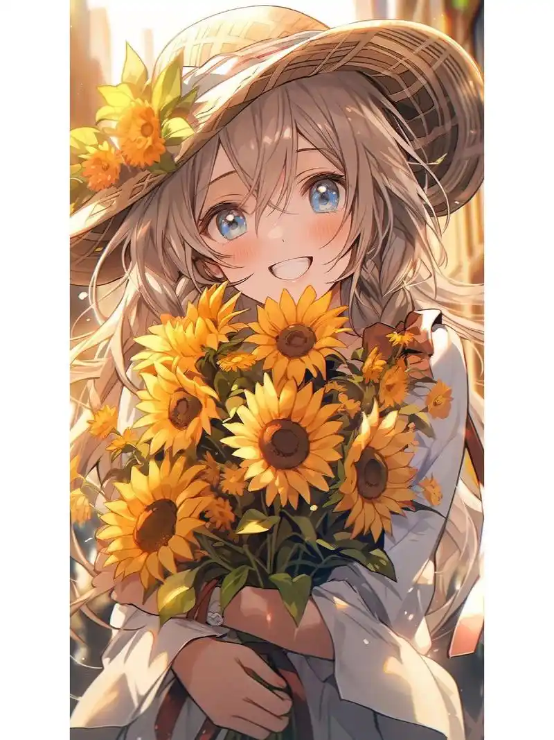 拥抱向日葵女孩,治愈系头像 向日葵寓意沉默的爱,但这一次我想好好