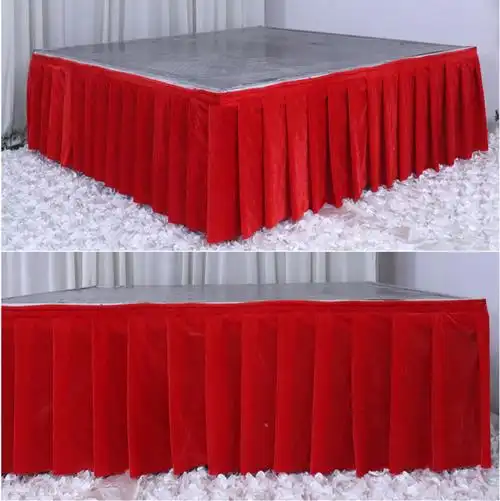 婚庆金丝绒布舞台裙边t台围裙边会议桌布裙加厚天鹅绒布围边道具