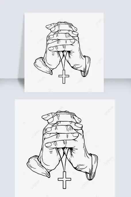 双手合十手绘祈祷手势