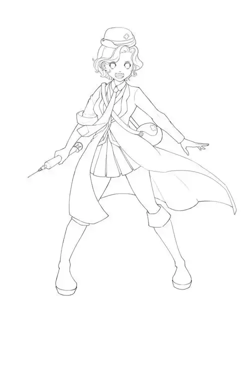 医疗官小护士线稿游戏原画
